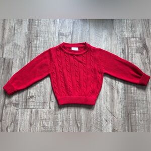 Vintage children’s bright Red Cable Knit Sweater girl boy unisex valentines day